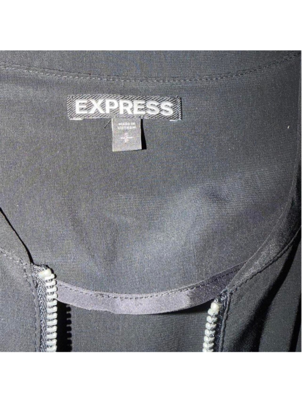 Express Black Draped Zip Front Bomber Jacket S - Picture 3 of 6